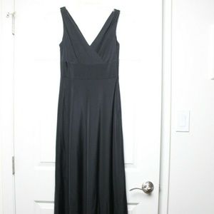 J.Crew Silk Tricotine Long Sophia Dress 0 Black Bridesmaid Wedding Sleeveless